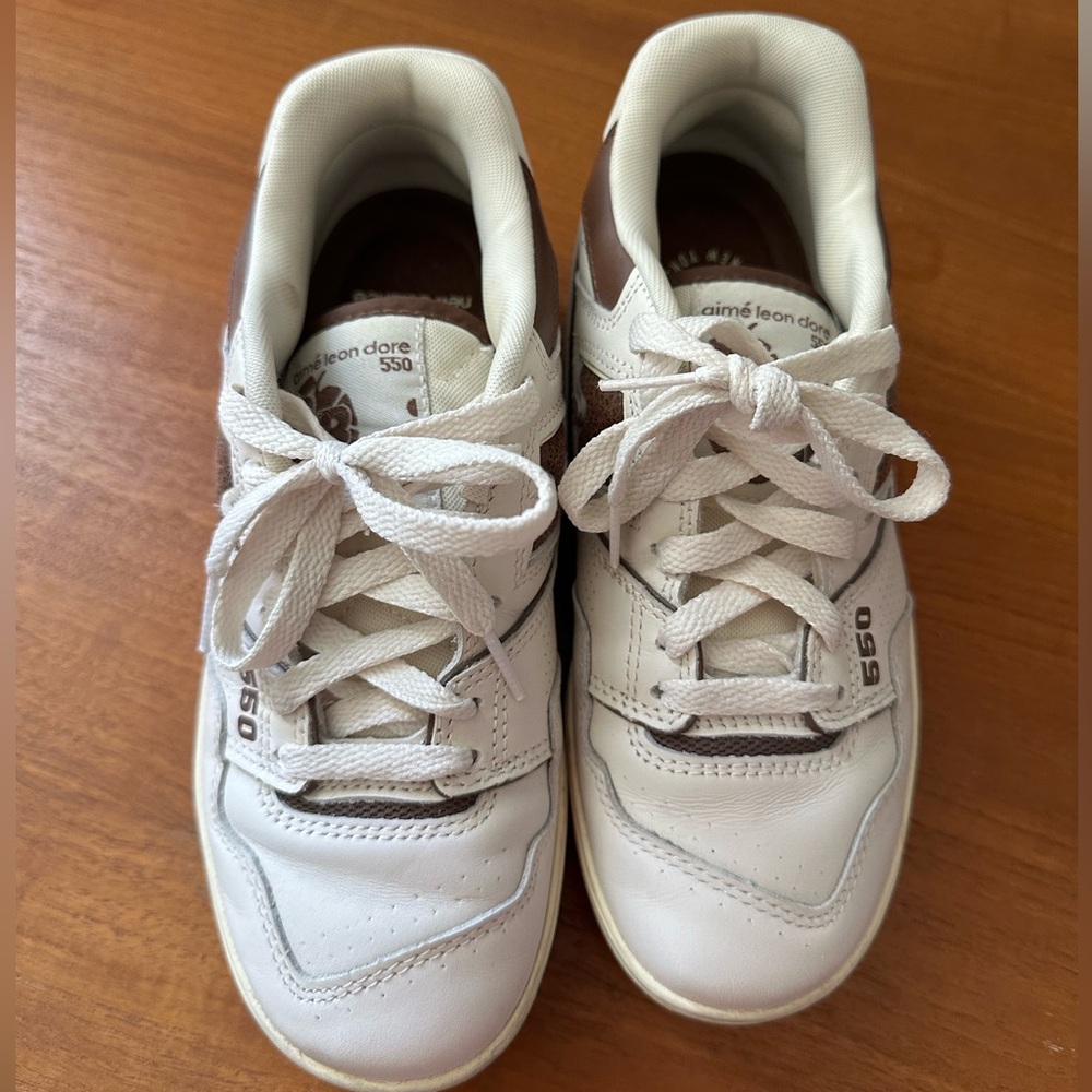 Aime Leon Dore New Balance P 550 White and Brown Sneakers